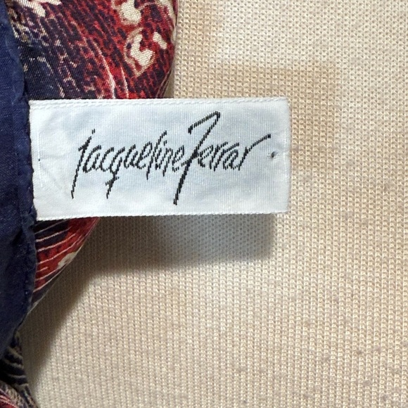 Vintage Jacqueline Ferrar Red and Blue 100% Silk Patterned Scarf - Picture 3 of 6